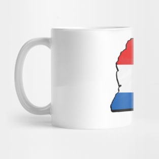 Red, White, and Blue Mississippi Outline Mug